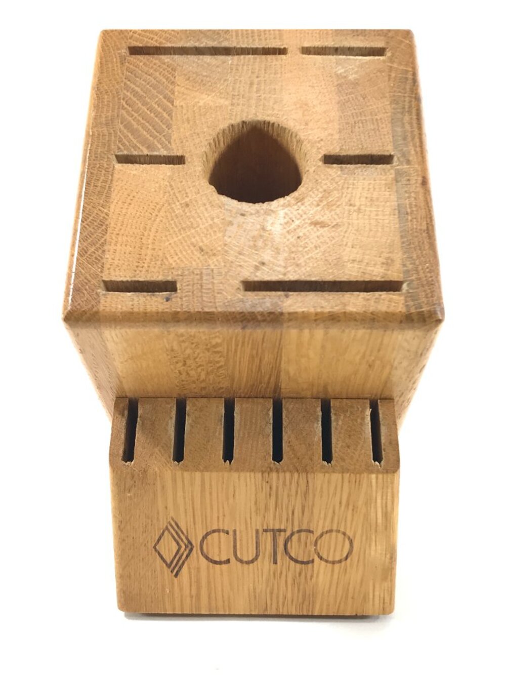 Cutco Wooden Knife Block 13 Slot Solid Honey Oak Made In USA